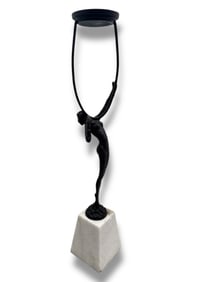 Art Deco Marble Base Bronze Ashtray Holder