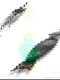 A STEUBEN Peacock Glass Lamp (1 of 7)