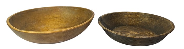 Two Large Primitive Dough Bowls
