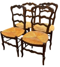 Set of Four Antique Country French Chairs