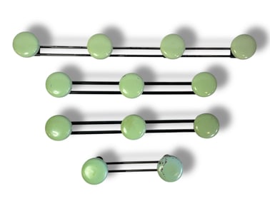 Mid Century French Blue & Iron Coat Racks