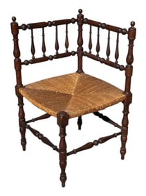 French Antique Bobbin Corner Chair