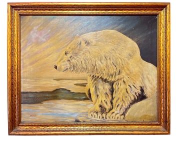 Signed W. SCUDELLA "The Polar Bear" Oil Painting