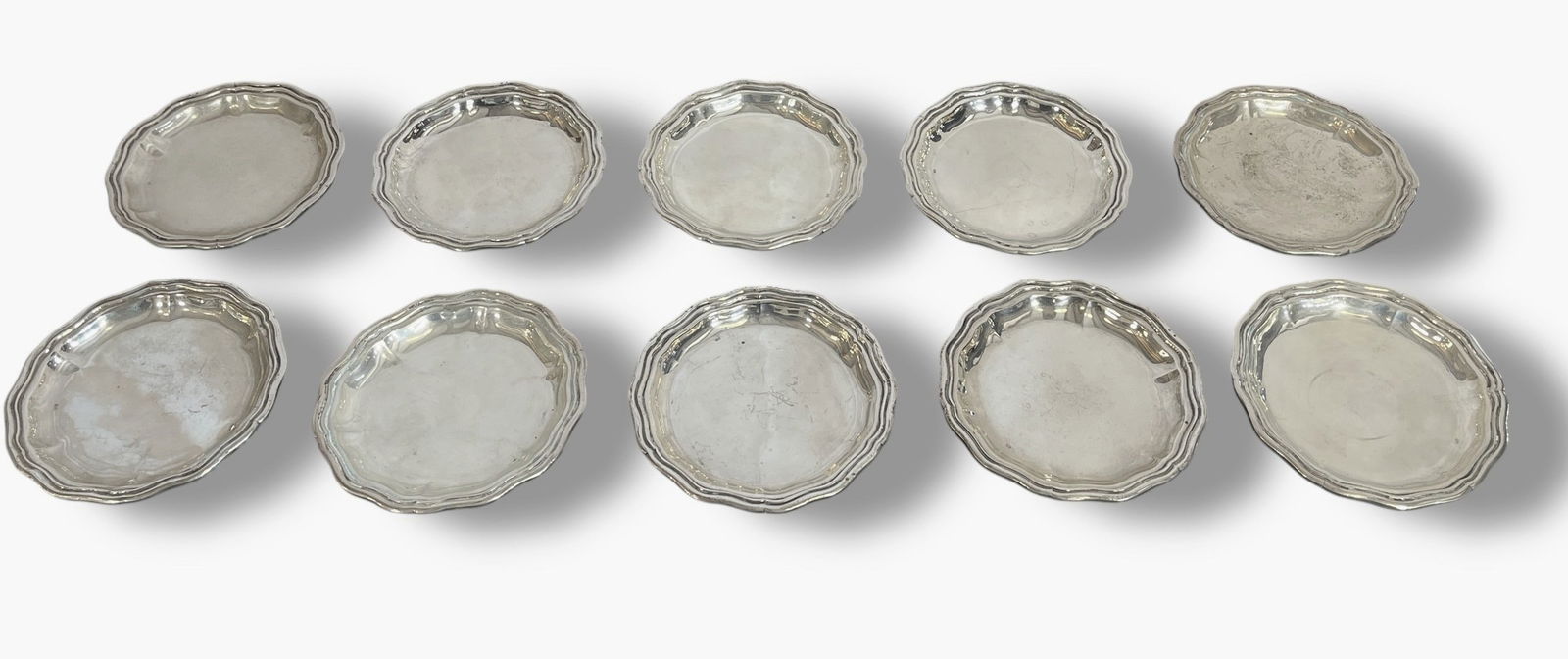 Collection 800 Silver Coaster Trays, Ten (1 of 3)
