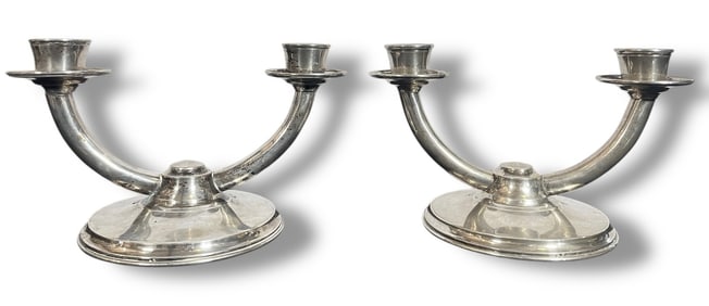 Pair of Portuguese Silver Candlestick Holders, JOALHARIA DO CARMO LISBOA