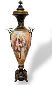 Sevres Style Porcelain and Ormolu Urn, Signed POITEVIN