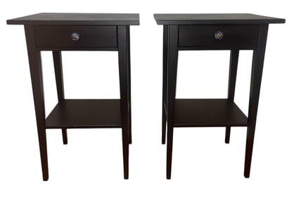 Pair of Arts & Crafts Style Nightstands, Delft Pulls