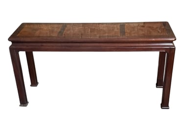 HENREDON Burled Walnut Chinoiserie Style Console Sofa Table