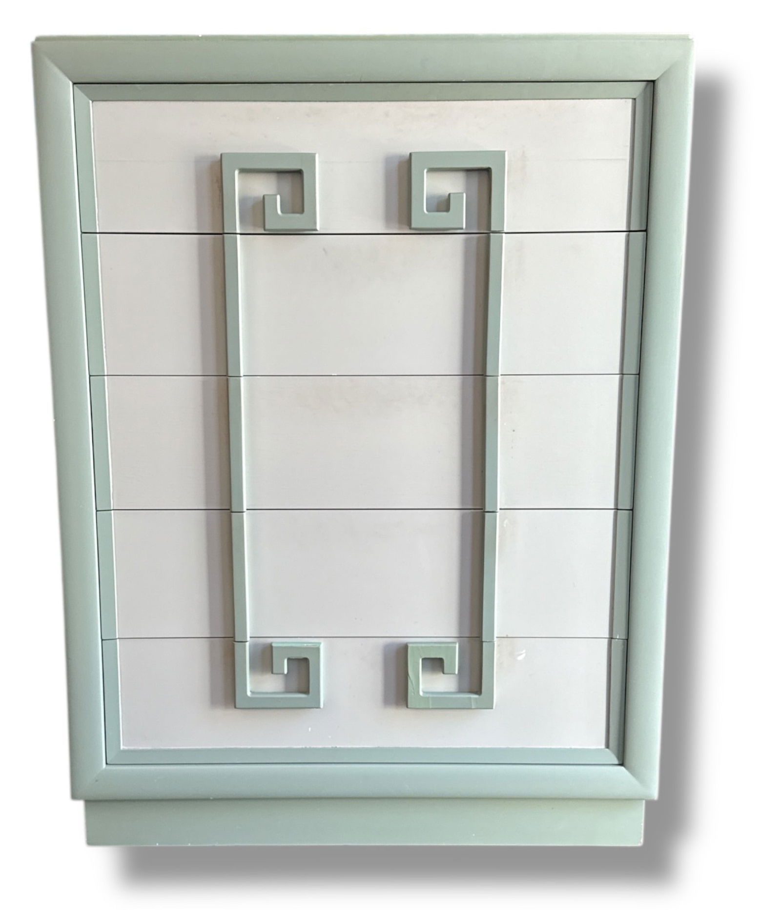 KITTINGER "Mandarin" Highboy Chest of Drawers: 5 drawers. 48.5" H x 36" W x 21" D. Stamped Kittinger on left side of top drawer.