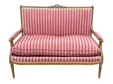 Louis XVI Style Giltwood Settee Bench
