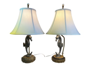 Vintage Seahorse Table Lamps, Pair