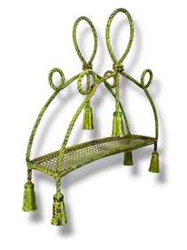 Vintage Italian Gilt Metal Rope and Tassel Magazine Rack