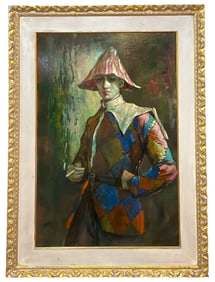 ABRUZZI / HAROLD STEPHENSON Painting "Harlequin With Cigarette"