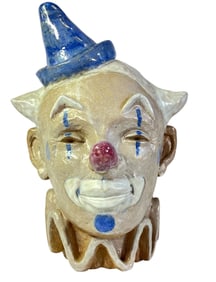 Large Folk Art Glazed Terracotta Circus Clown Head Sculpture
