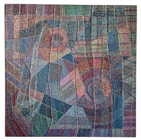 Mid Century Abstract Pointillism Oil Painting