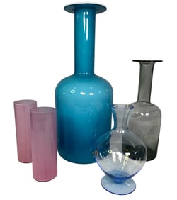 Collection of Mid Century European Minimalist Vases, MOSER, HOLMEGAARD