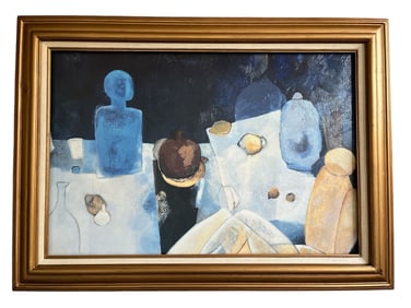 Modernist "Blue Nude" MARY CALKINS Giclee on Canvas