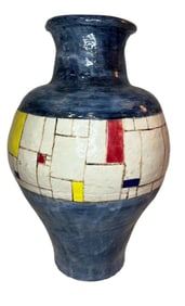 A PIET MONDRIAN Style Terracotta Vase