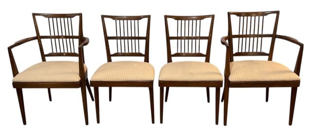 Danish Traditional Spindle Back Dining Chairs, Set of Four