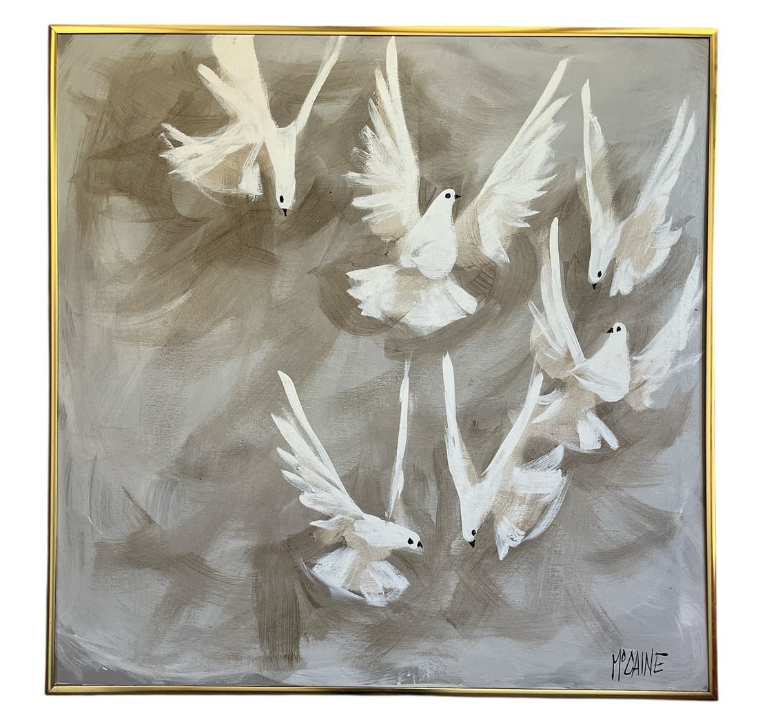 Signed ROBERT MCCAINE Mid Century Dove Painting (1 of 4)