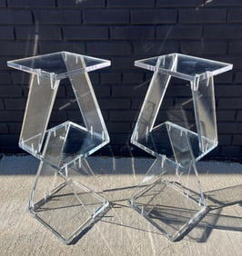 A Pair of Postmodern Acrylic Pedestal Tables