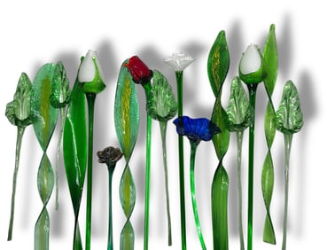 Collection of MURANO Art Glass Flowers