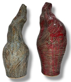 Two Abstract Studio Pottery Vases