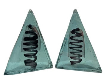 A Pair of Abstract Art Glass Bookends