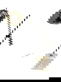 SONNEMAN Style Mid Century Chrome & Marble Desk Lamp: Adjustable, measures 30" H at the tallest, base is 5.25" x 5.25", 21" W at the widest.