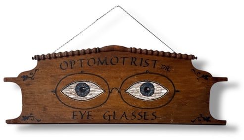 Handmade Folk Art Optometrist Eyeglasses Advertisement Sign