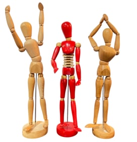 Three Articulating Artists Mannequin Sculptures