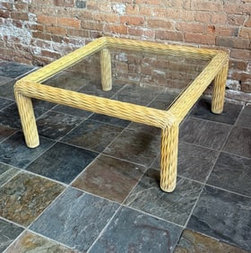 Mid Century Crespi Style Pencil Reed Cocktail Table