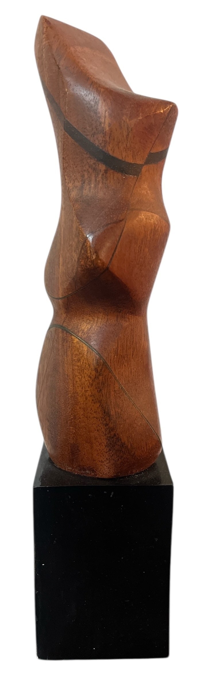Abstract Mid Century Biomorphic Wood Sculpture: Measures 14" H x 3" W x 3" D.