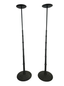 A Pair of Mid-Century Tall Iron Candlesticks