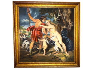 After PETER PAUL RUBENS "Venus and Adonis" Oil Painting