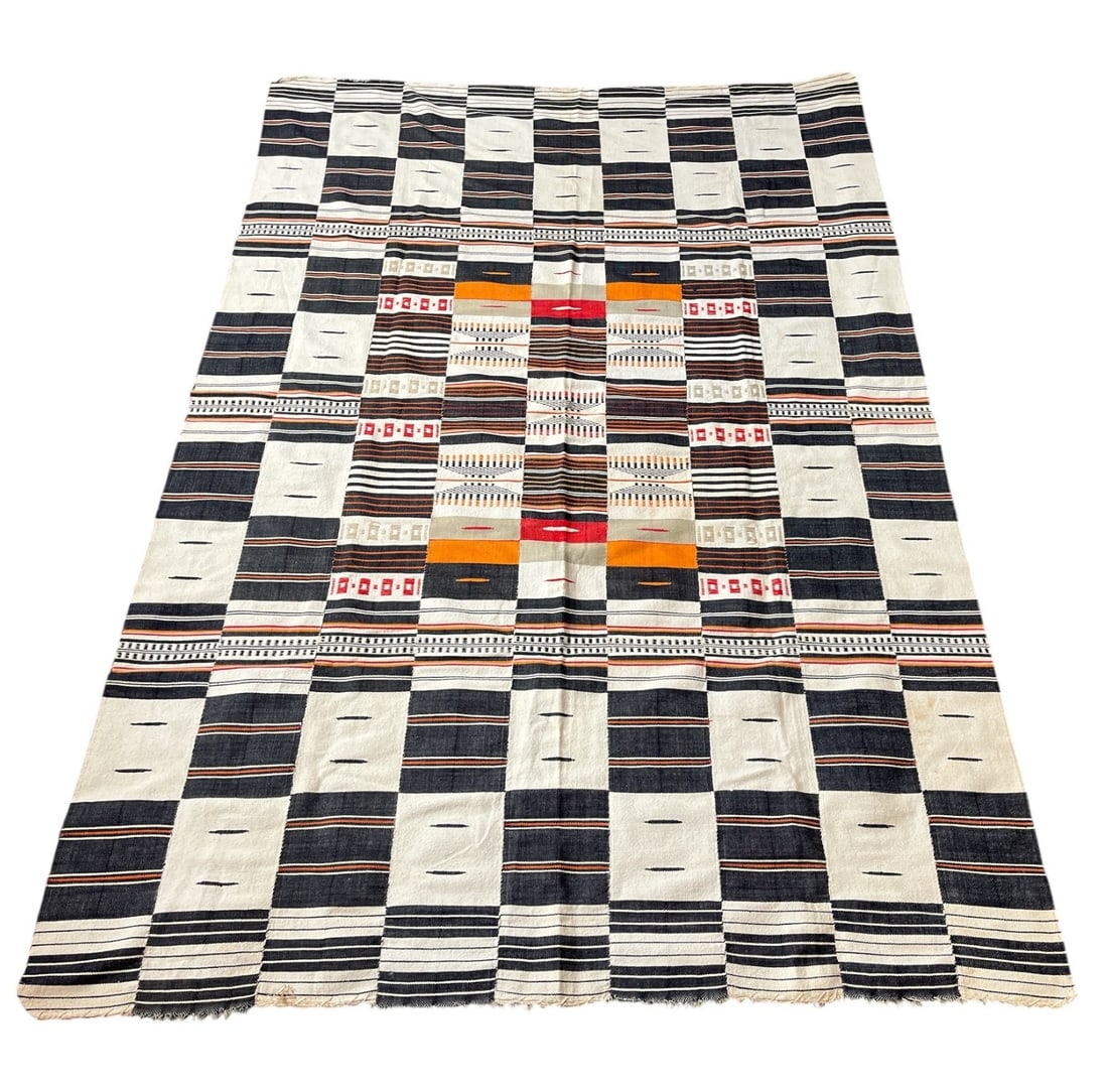 Large African Ceremonial Kente Cloth: Measures 83" x 56". Similar pieces are on display at the Denver Art Museum.