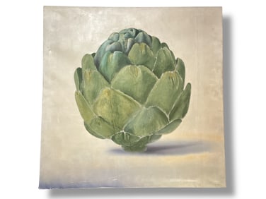 Large Mid Century Oil Painting of Artichoke