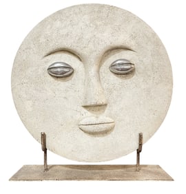Post Modern Moon Face Sculpture