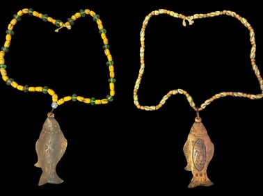 Two HUDSON BAY Trade Bead Necklaces, Fish