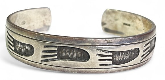Southwestern Sterling Silver Bear Paw Men's Cuff Bracelet