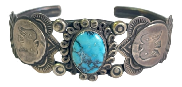 Southwestern Sterling Silver Turquoise Cuff Bracelet
