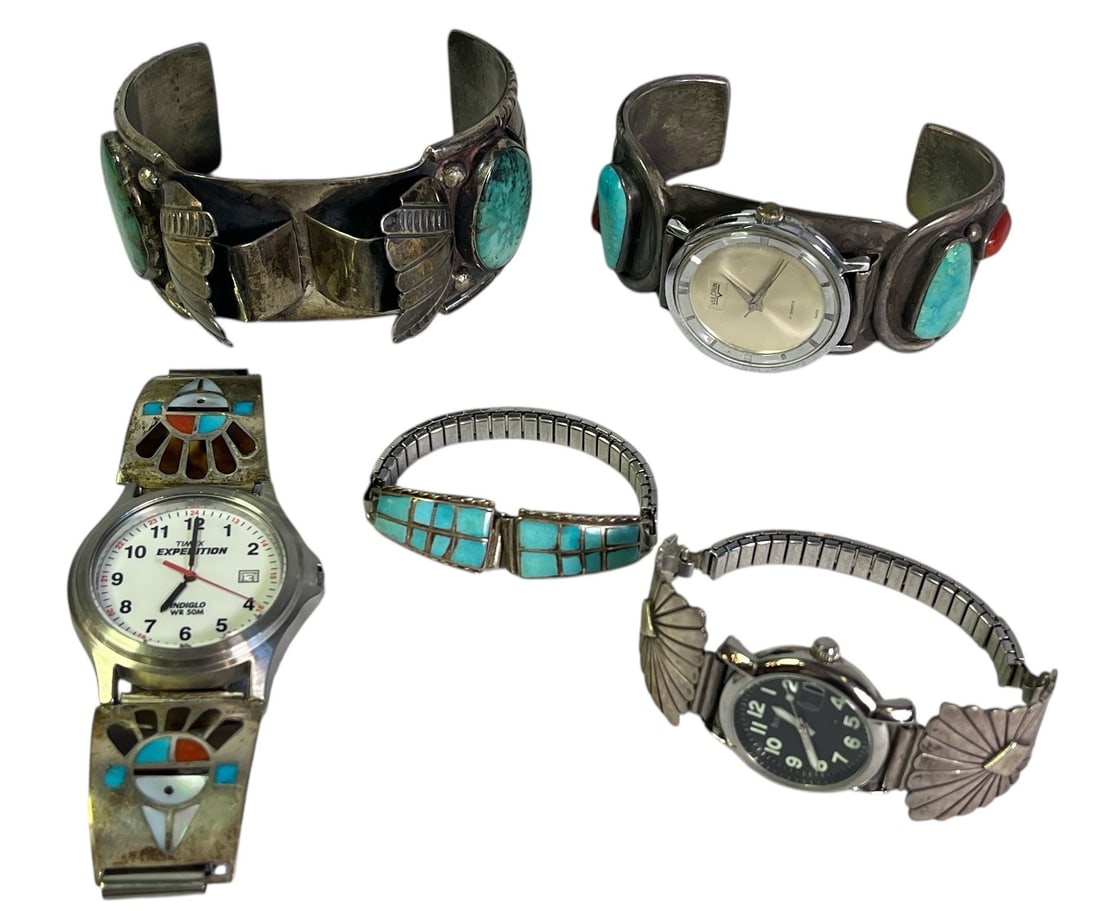 Collection Southwestern Navajo Zuni Watch Bands, Sterling Silver (1 of 4)