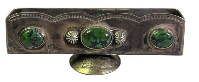 Hallmarked TOM DEWITT Anglo Southwestern Sterling Silver Business Card Holder