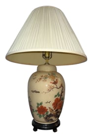 Vintage Chinese Motif Painted Glass Table Lamp
