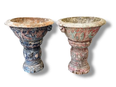 A Pair of Monumental Chinoiserie Urns