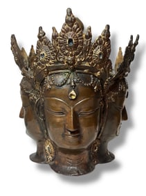 Large Bronze Thai Brahma Head Sculpture