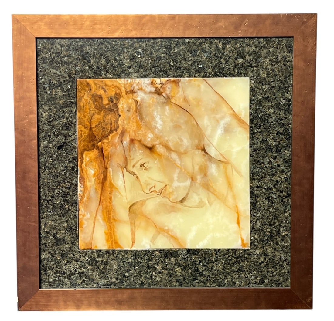 A Marble Painting by MARK CAMPBELL: Measures 20.75" x 20.75" x 1.75" D.