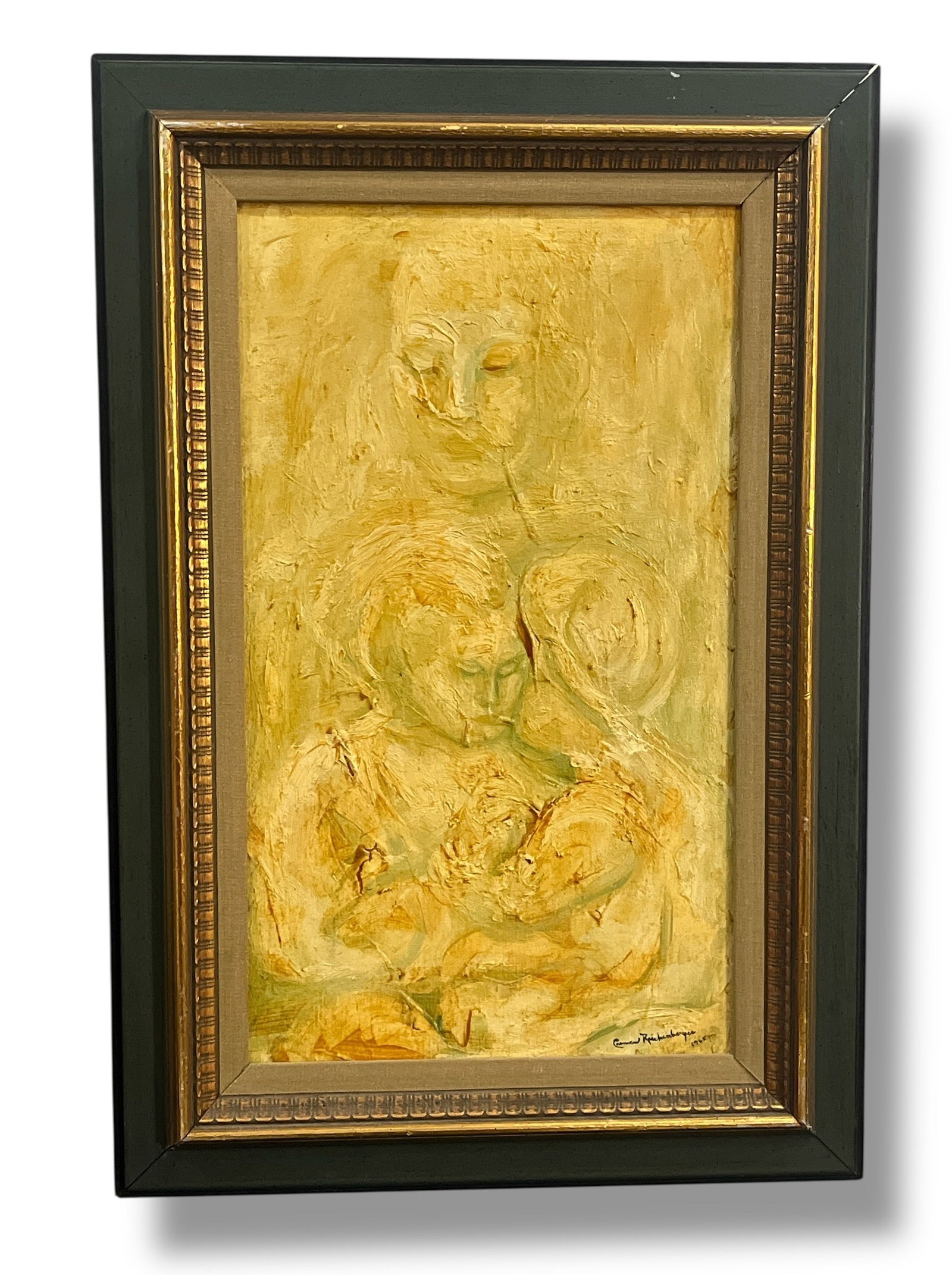 1965 CAMERON REICHENBERGER Oil Painting of Mother & Child: Measures 24.5" x 16.75" x 1" D. Titled "Devotions".