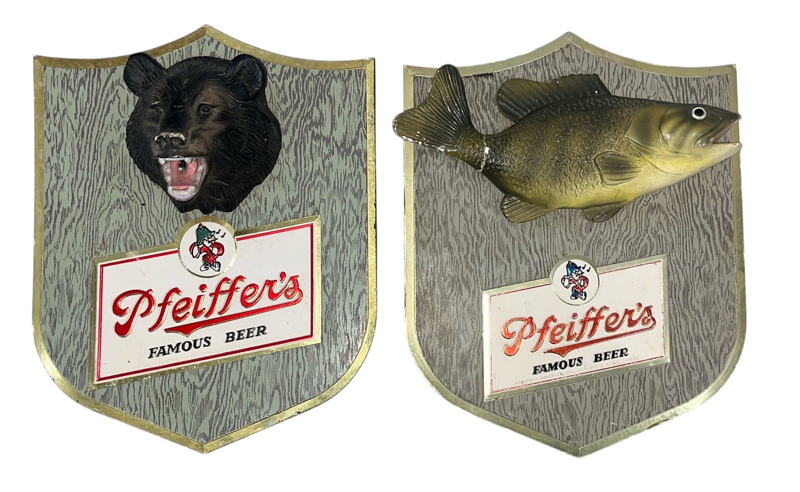 Two Vintage PFEIFFER's Trophy Head Beer Advertising Signs (1 of 5)