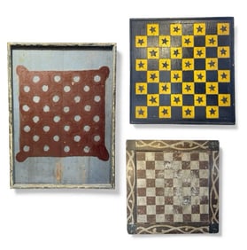 Three American Folk Art Checkerboards